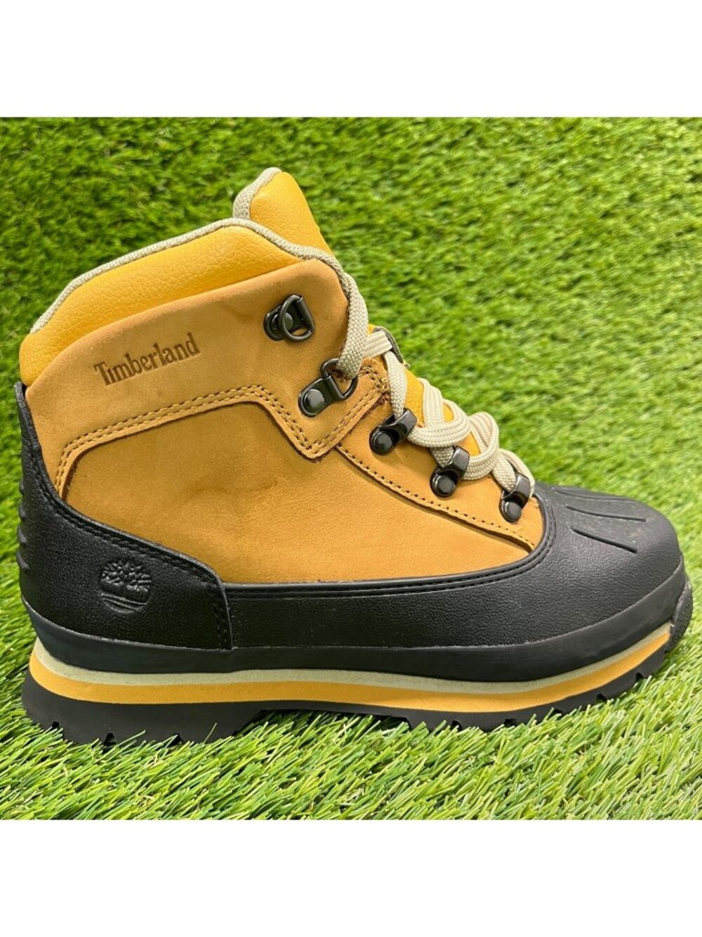 Timberland Euro Hiker Boys Size 4.5Y Black Brown Waterproof Shell Toe Boots